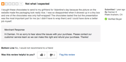 Responding to a negative review