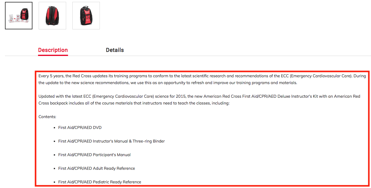 american red cross product description example of instructor kit