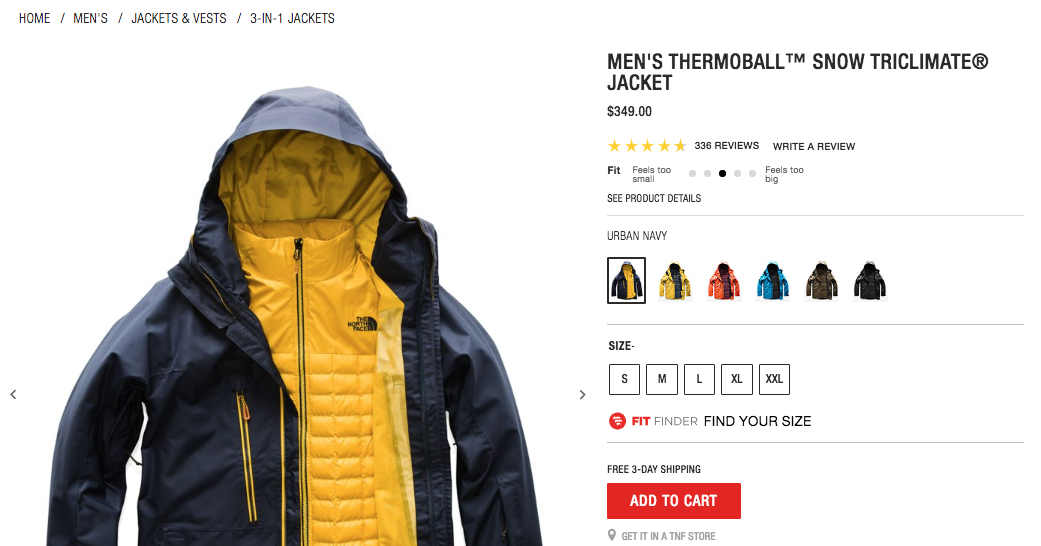 north face product example