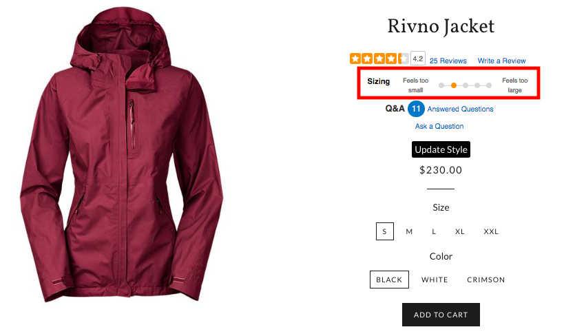 rivno jacket sizing example