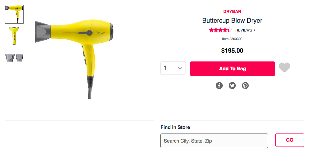 ulta blow dryer product page example