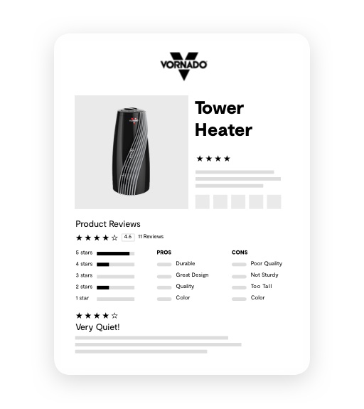 Vornado product page with reviews