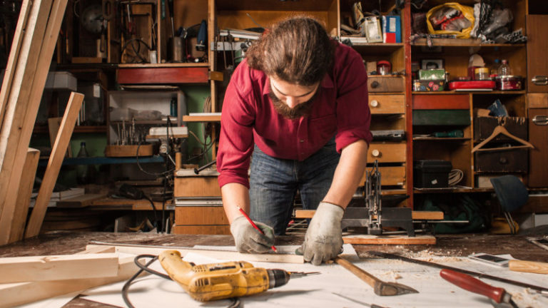 man working on a project