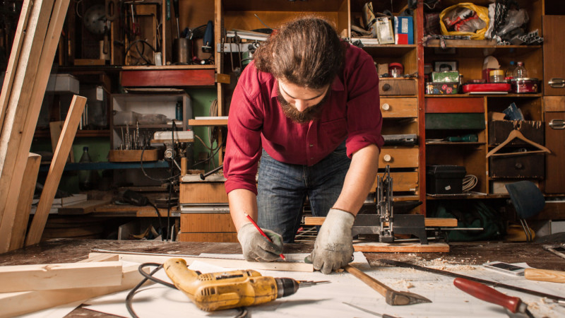 man working on a project