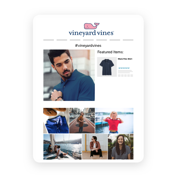 vineyard vines hashtag graph for visual and social display