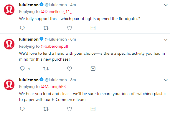 lululemon twitter conversation example