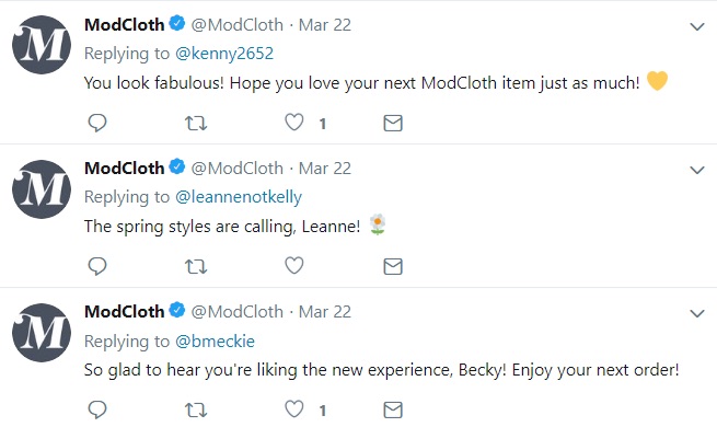 modcloth twitter example