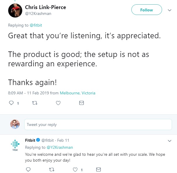 positive feedback example on Twitter