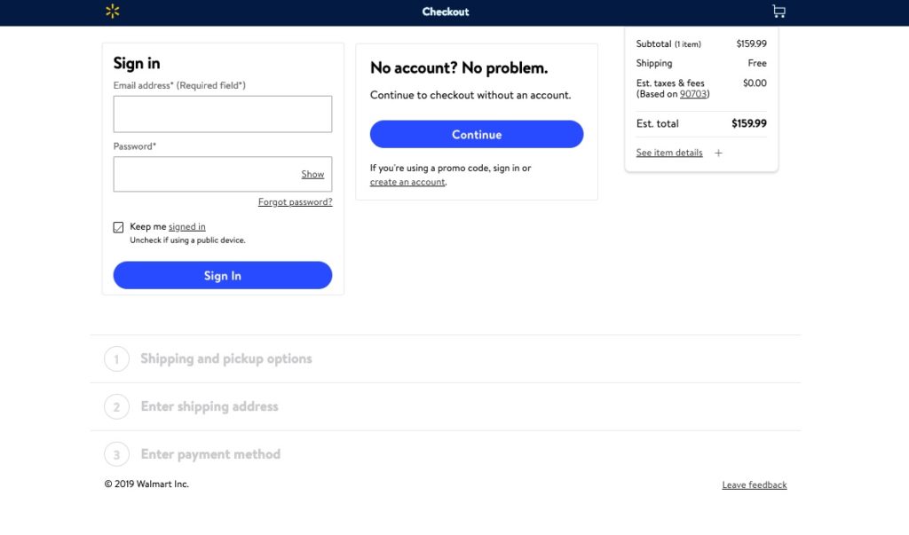 walmart checkout example