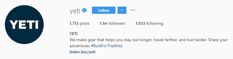 yeti instagram bio example