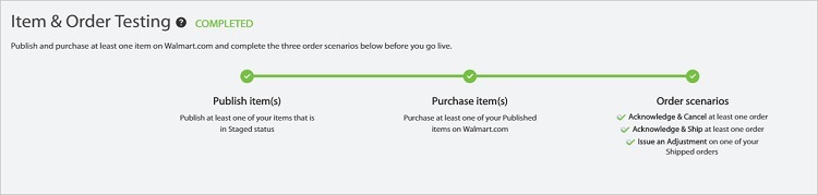 Walmart Marketplace item and order testing