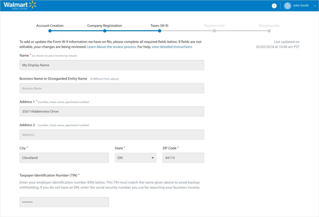 Walmart marketplace account w9