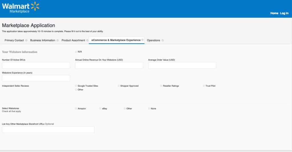 walmart marketplace application ecommerce experience