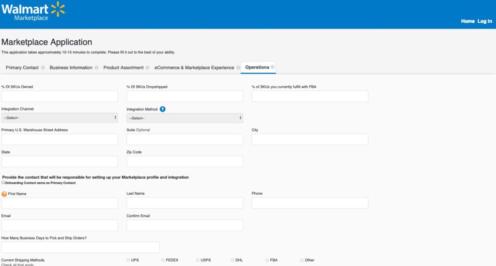 walmart marketplace application operations