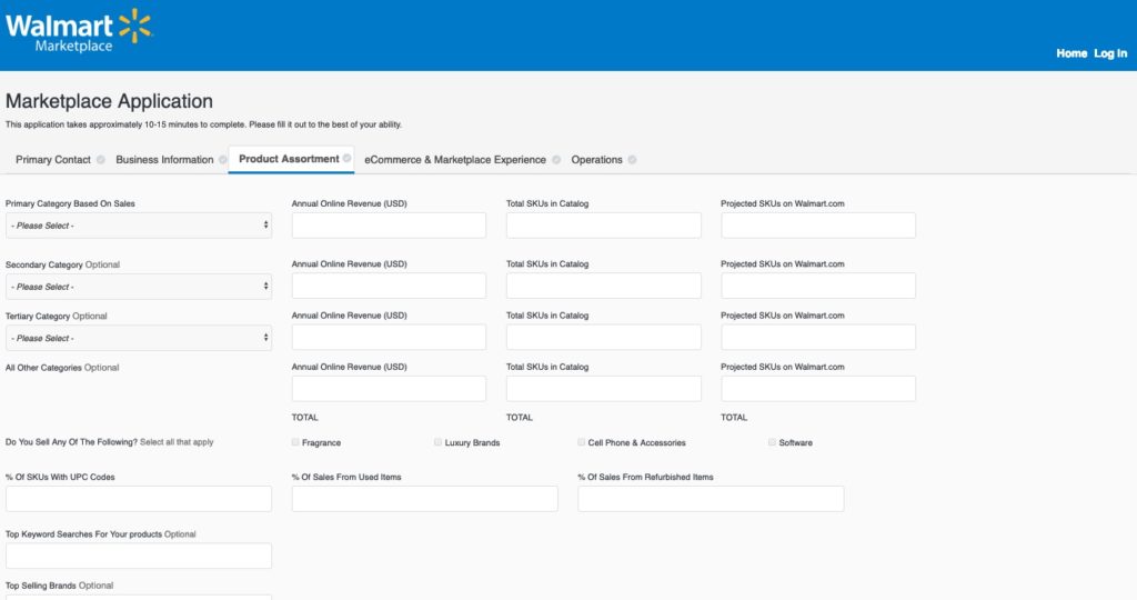 walmart marketplace product assortment application