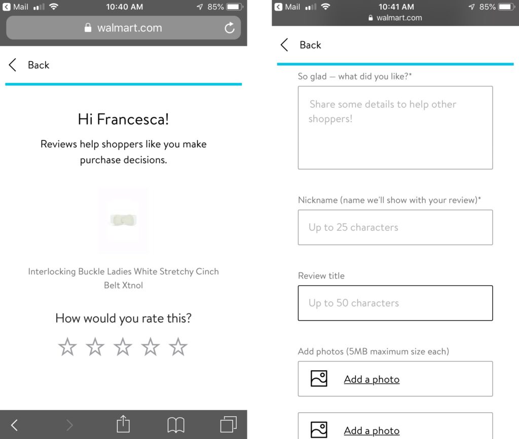 walmart mobile review process