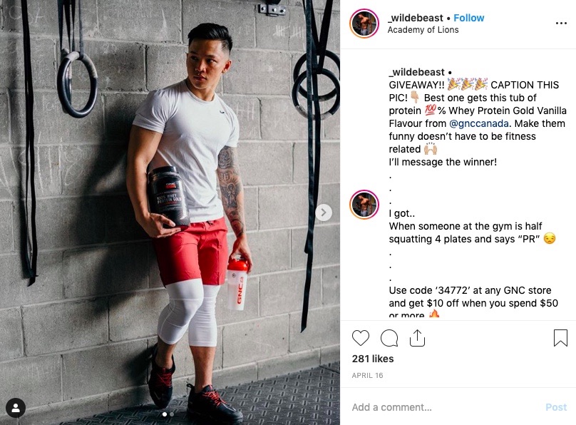 GNC influencer instagram example