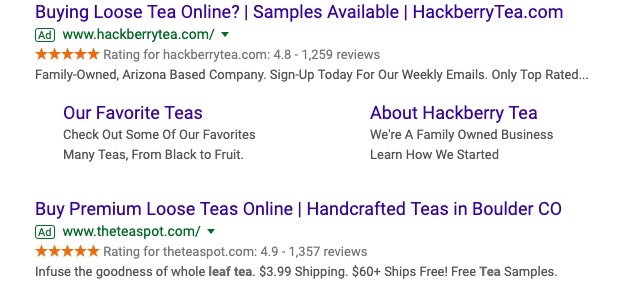 Paid Search results example