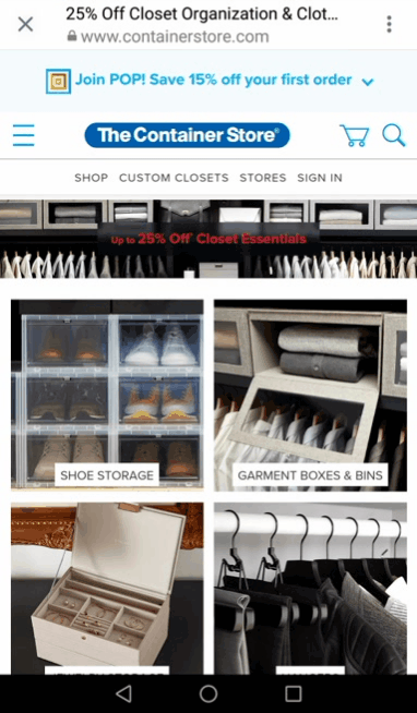 container store instagram landing page