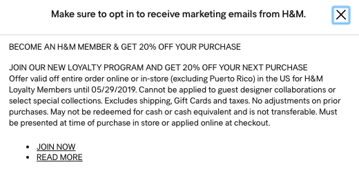 h&m email sign up