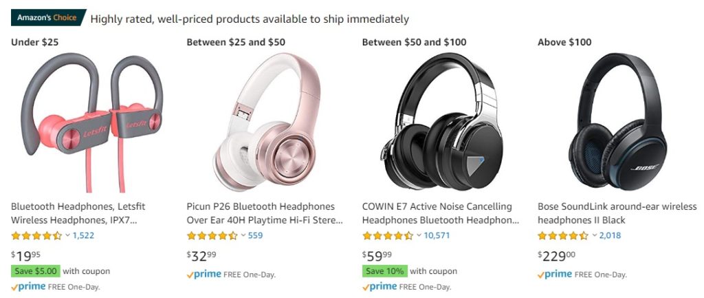 Amazon Headphones Search