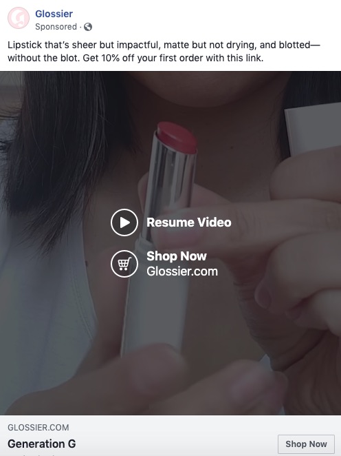 Glossier Facebook product Ad