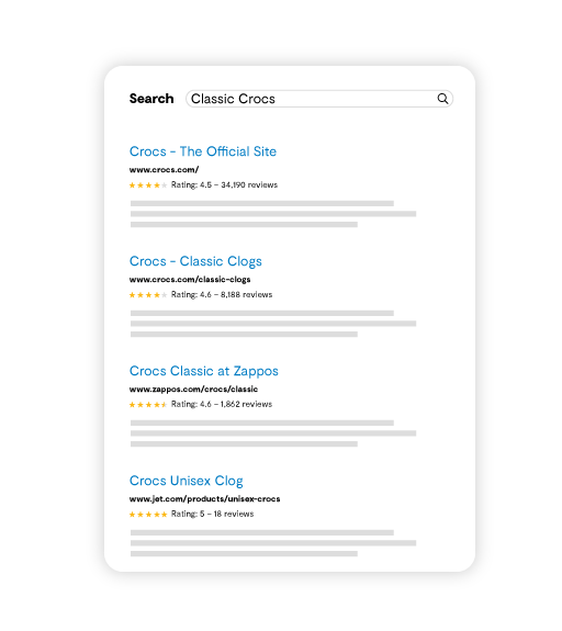 Crocs Star Rating in Search