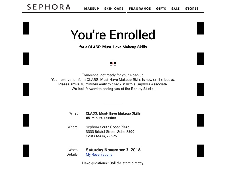 Sephora class enrollment