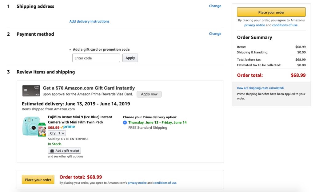 amazon checkout example