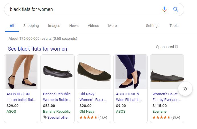 black flats for women search example