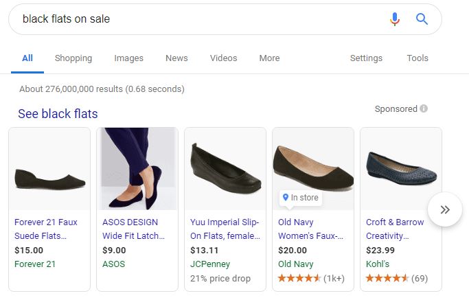 black flats on sale search example