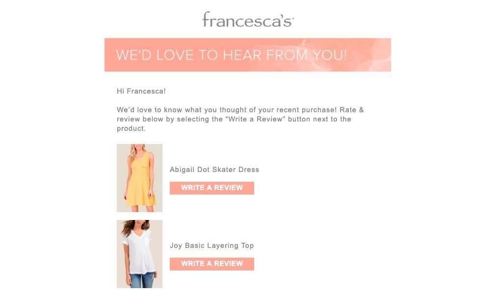 francesca's customer reviews