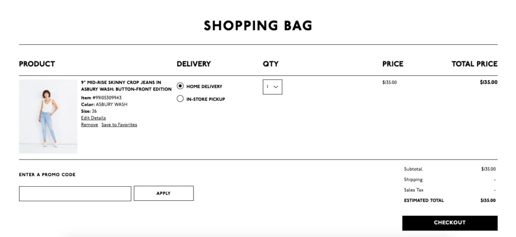 madewell checkout example