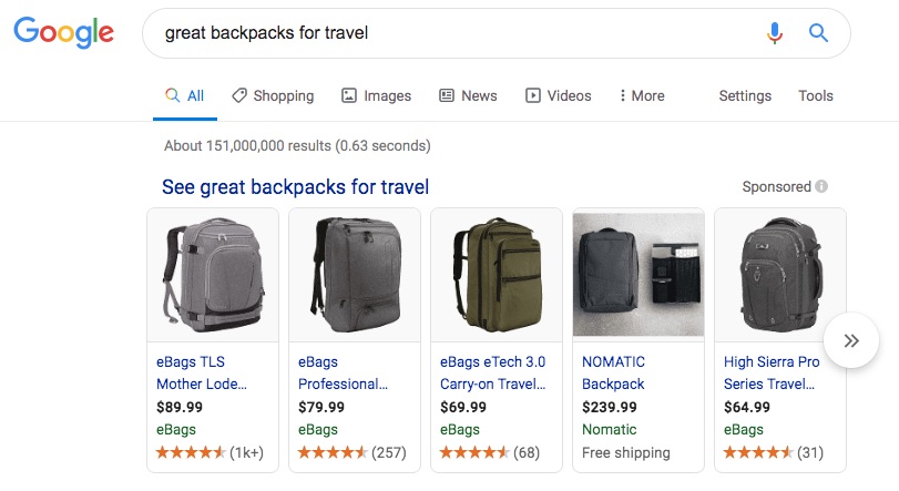 Backpacks google search example