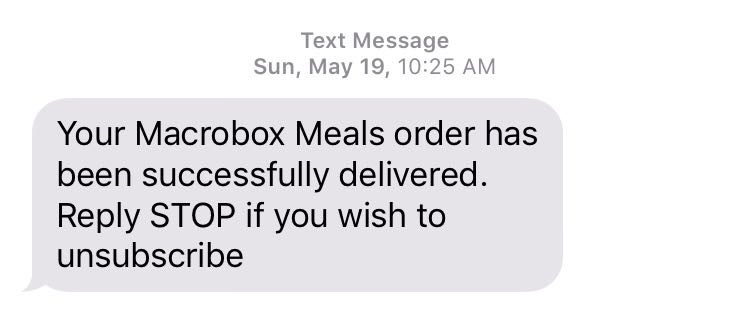 Macrobox Meals SMS Example