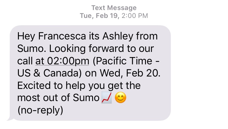 Sumo SMS Marketing example