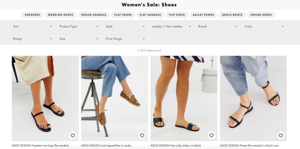 Women shoe sale asos example