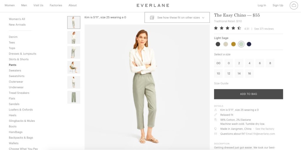 everlane product visuals example