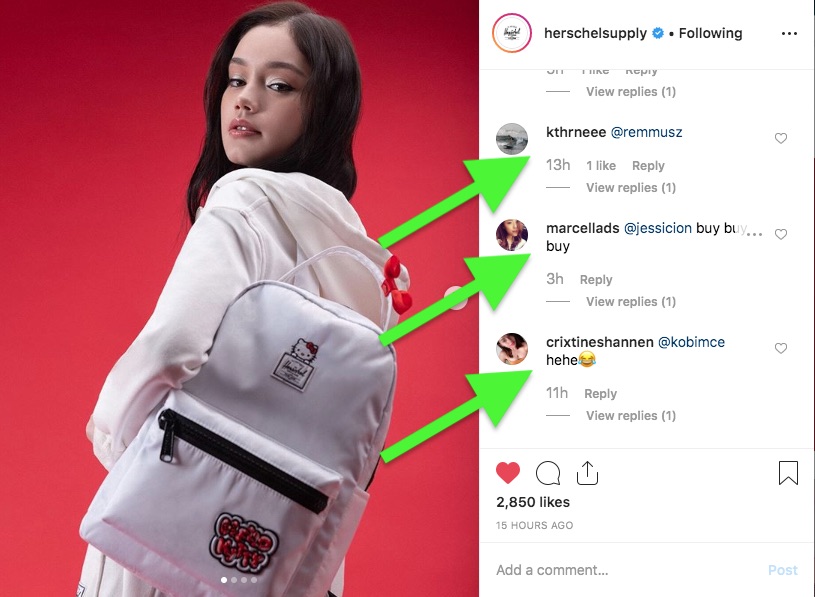 herschel supply instagram backpack example