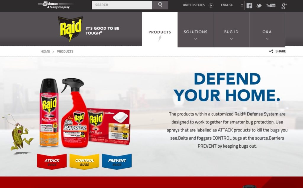 raid bug spray UI example