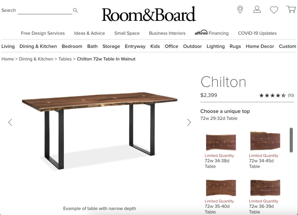 room board dinig table