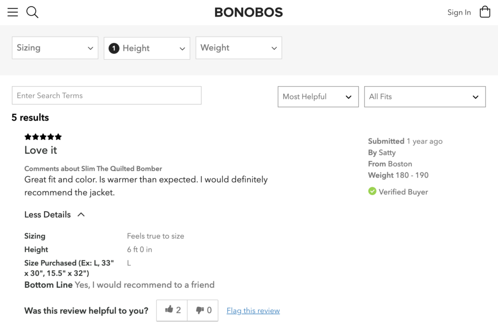 bonobos filter