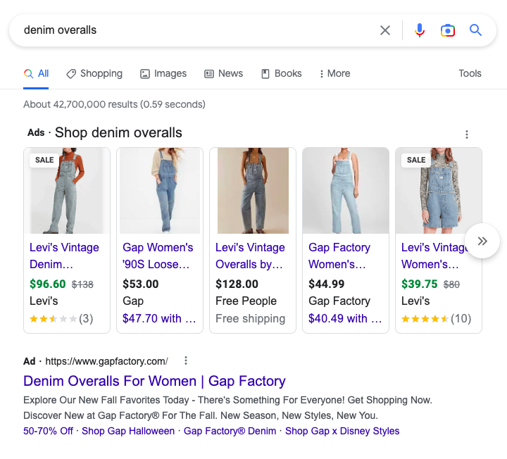 Gap Paid Search Ads